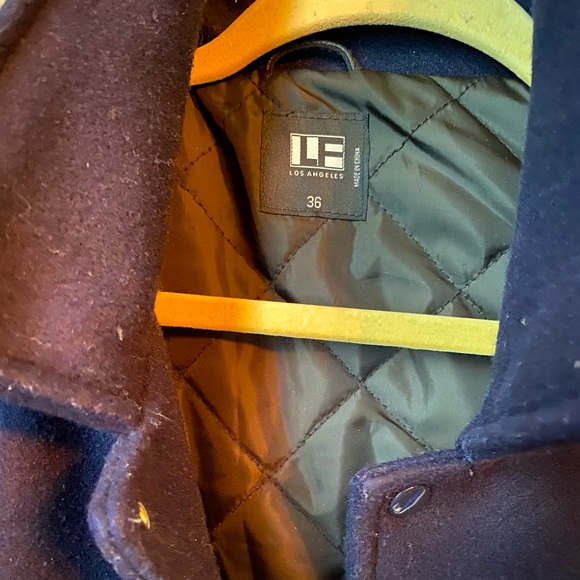 Navy Blue Base w Gray Leather sleeves LF Letterman Jacket - Picture 3 of 5